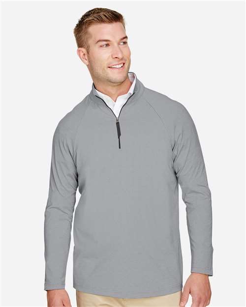 Men's CrownLux Performance® Clubhouse Micro-Stripe Quarter-Zip Pullover - Black