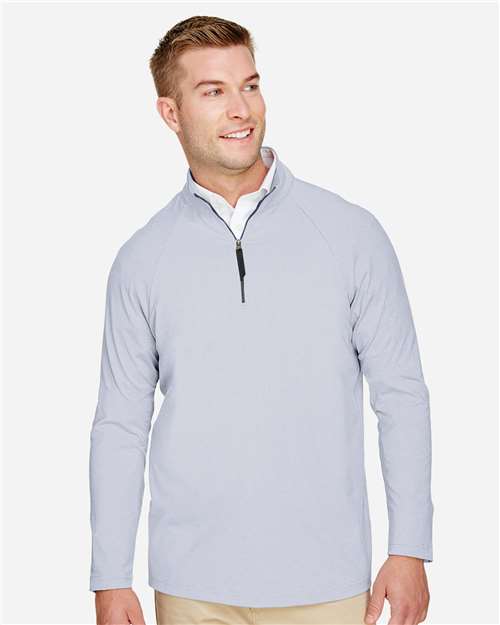 Men's CrownLux Performance® Clubhouse Micro-Stripe Quarter-Zip Pullover - Navy