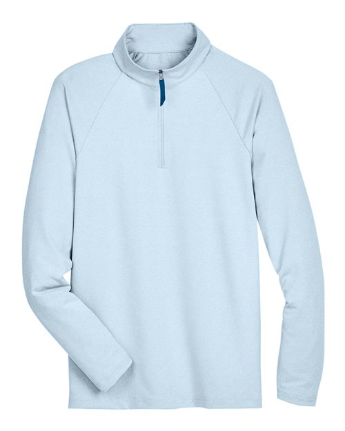 Men's CrownLux Performance® Clubhouse Micro-Stripe Quarter-Zip Pullover - Ocean Blue