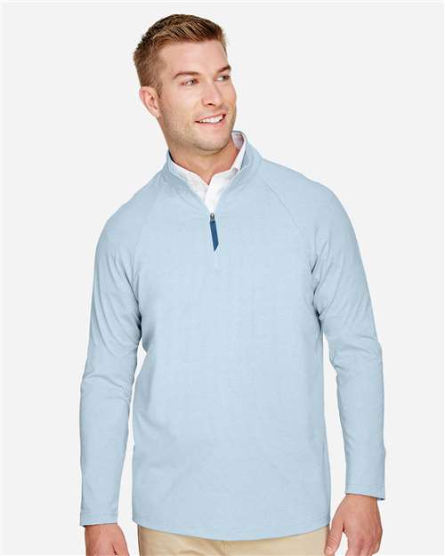 Men's CrownLux Performance® Clubhouse Micro-Stripe Quarter-Zip Pullover - Ocean Blue