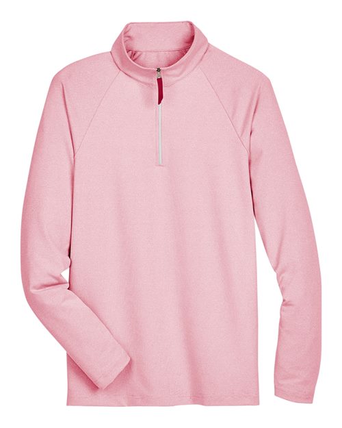 Men's CrownLux Performance® Clubhouse Micro-Stripe Quarter-Zip Pullover - Red