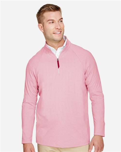 Men's CrownLux Performance® Clubhouse Micro-Stripe Quarter-Zip Pullover - Red