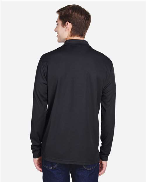 Men's Pinnacle Performance Long Sleeve Piqué Polo with Pocket - Black