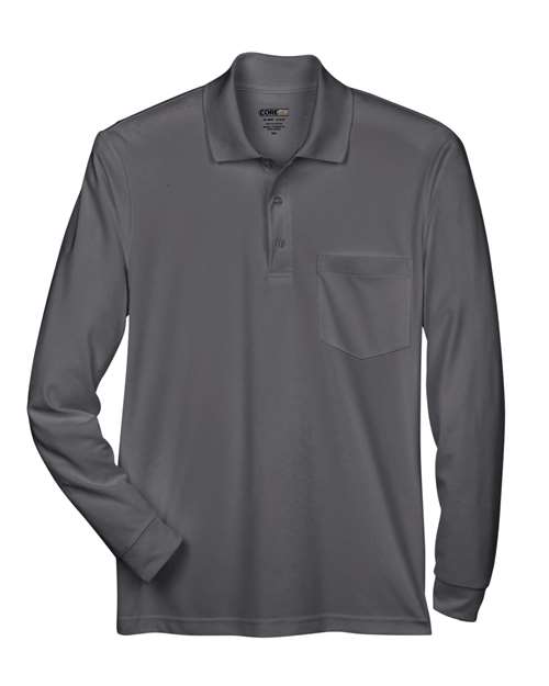Men's Pinnacle Performance Long Sleeve Piqué Polo with Pocket - Carbon