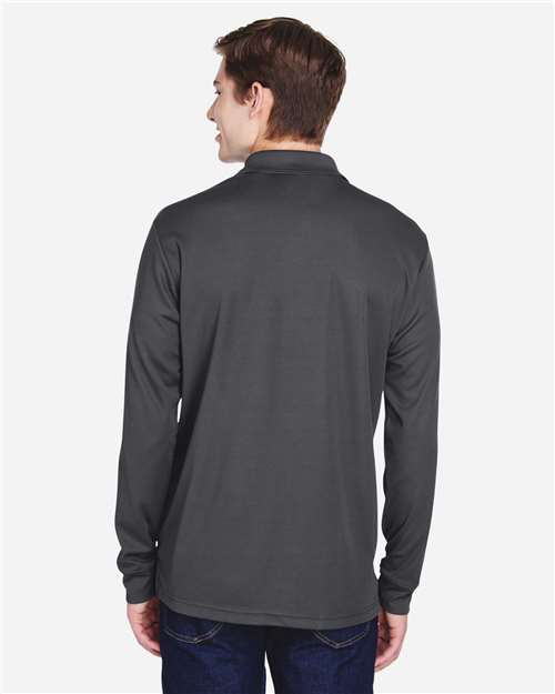 Men's Pinnacle Performance Long Sleeve Piqué Polo with Pocket - Carbon