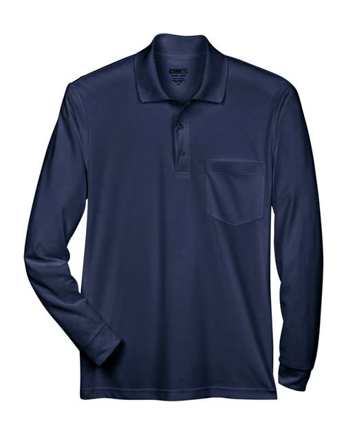 Men's Pinnacle Performance Long Sleeve Piqué Polo with Pocket - Classic Navy