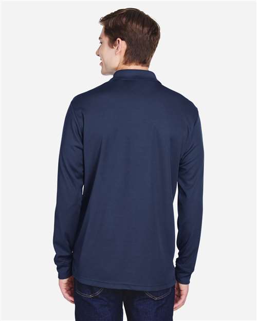 Men's Pinnacle Performance Long Sleeve Piqué Polo with Pocket - Classic Navy