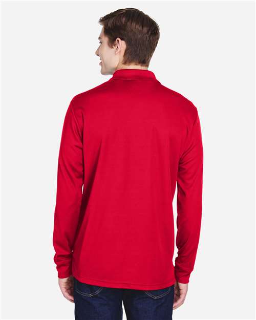 Men's Pinnacle Performance Long Sleeve Piqué Polo with Pocket - Classic Red