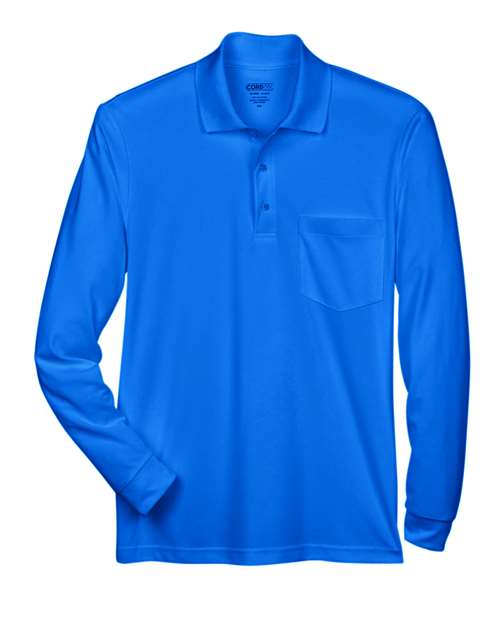 Men's Pinnacle Performance Long Sleeve Piqué Polo with Pocket - True Royal