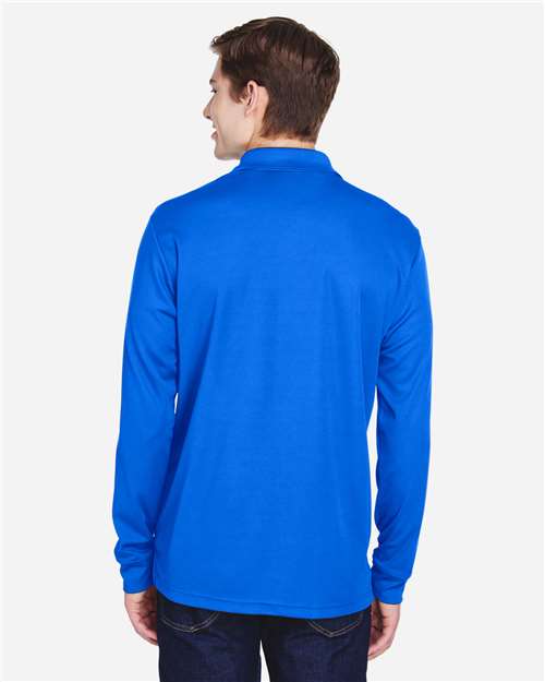Men's Pinnacle Performance Long Sleeve Piqué Polo with Pocket - True Royal