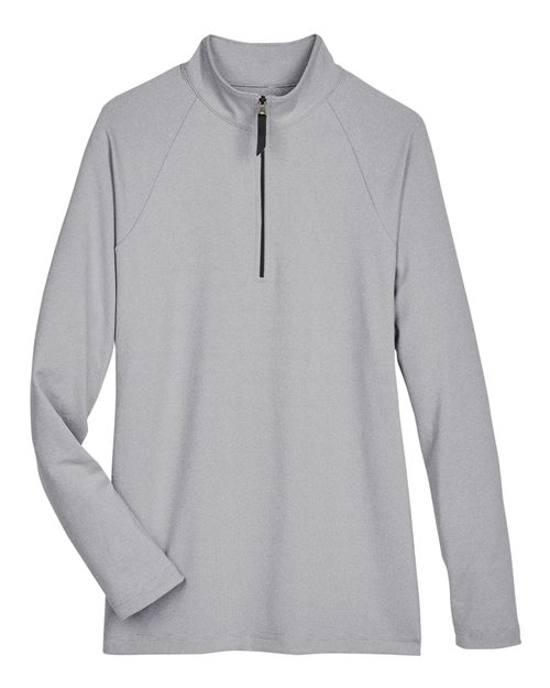 Women's CrownLux Performance® Clubhouse Micro-Stripe Quarter-Zip Pullover - Black