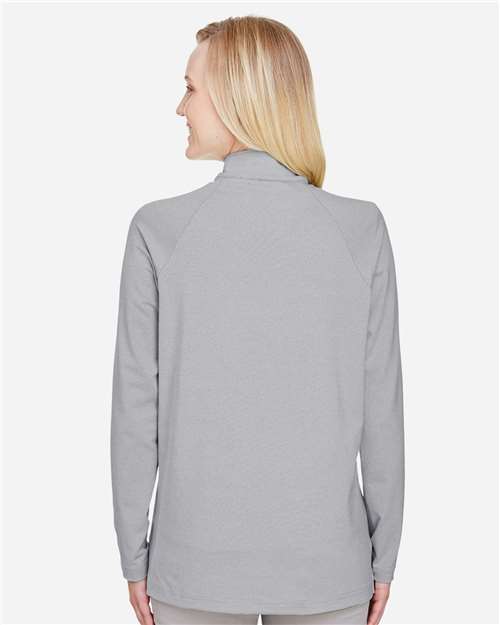 Women's CrownLux Performance® Clubhouse Micro-Stripe Quarter-Zip Pullover - Black
