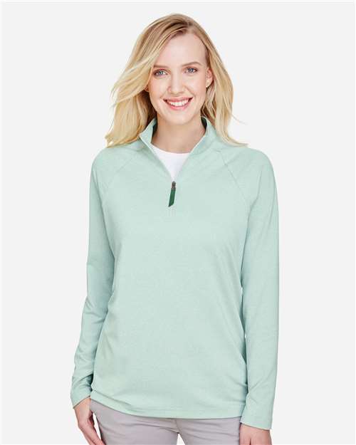 Women's CrownLux Performance® Clubhouse Micro-Stripe Quarter-Zip Pullover - Kelly Green