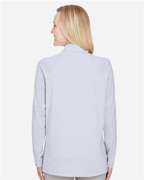 Women's CrownLux Performance® Clubhouse Micro-Stripe Quarter-Zip Pullover - Navy