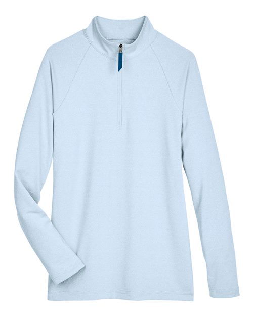 Women's CrownLux Performance® Clubhouse Micro-Stripe Quarter-Zip Pullover - Ocean Blue