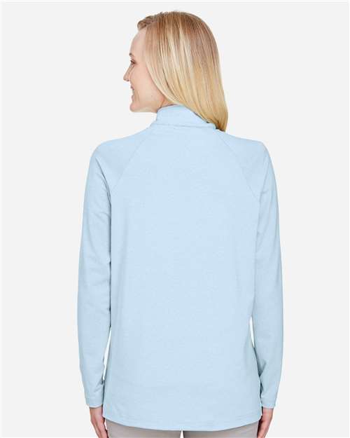 Women's CrownLux Performance® Clubhouse Micro-Stripe Quarter-Zip Pullover - Ocean Blue