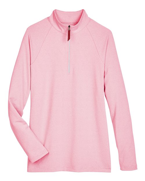 Women's CrownLux Performance® Clubhouse Micro-Stripe Quarter-Zip Pullover - Red