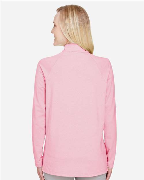 Women's CrownLux Performance® Clubhouse Micro-Stripe Quarter-Zip Pullover - Red