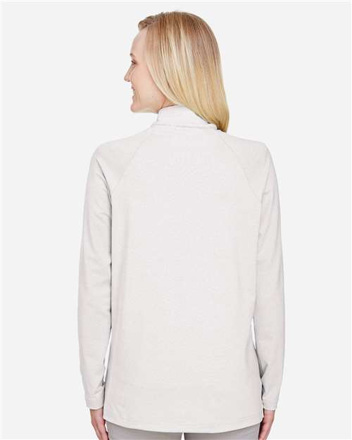 Women's CrownLux Performance® Clubhouse Micro-Stripe Quarter-Zip Pullover - Silver
