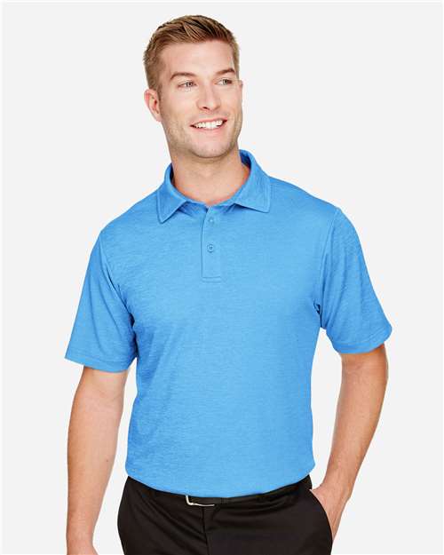 Men's CrownLux Performance® Address Mélange Polo - Ocean Blue Melange