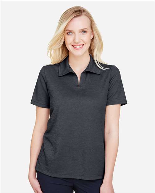 Women's CrownLux Performance® Address Melange Polo - Black Melange