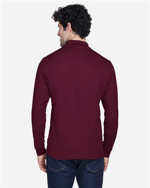 Men's Pinnacle Performance Long Sleeve Piqué Polo - Burgundy