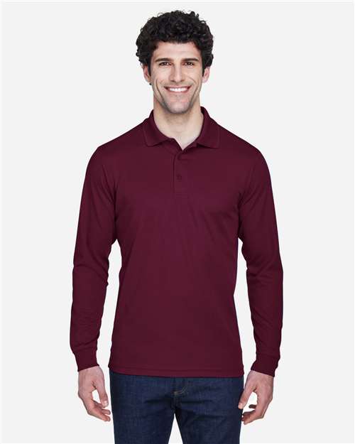 Men's Pinnacle Performance Long Sleeve Piqué Polo - Burgundy