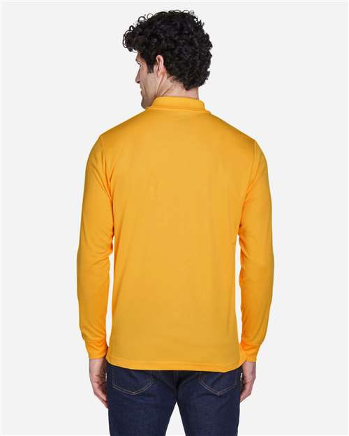 Men's Pinnacle Performance Long Sleeve Piqué Polo - Campus Gold