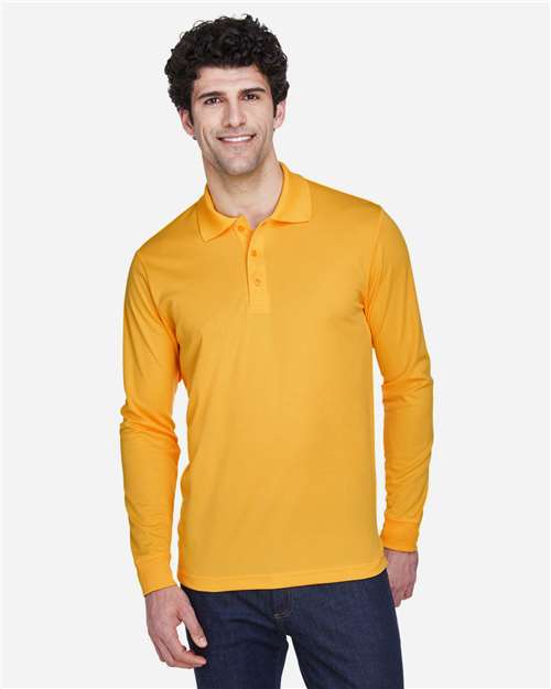 Men's Pinnacle Performance Long Sleeve Piqué Polo - Campus Gold