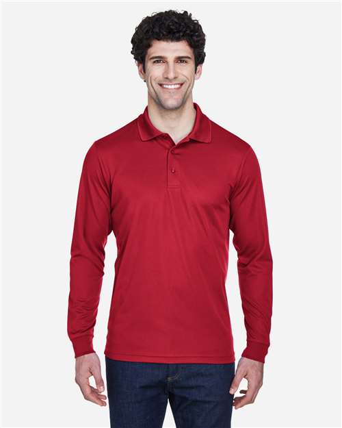 Men's Pinnacle Performance Long Sleeve Piqué Polo - Classic Red
