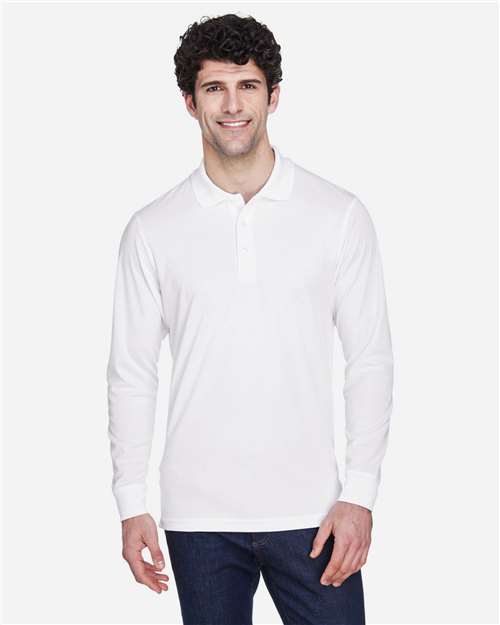 Men's Pinnacle Performance Long Sleeve Piqué Polo - White