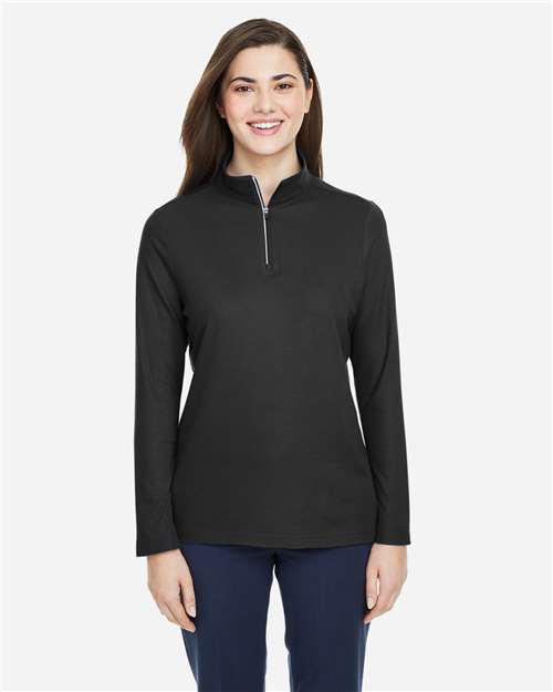 Women's Fusion ChromaSoft™ Pique Quarter-Zip Pullover - Black