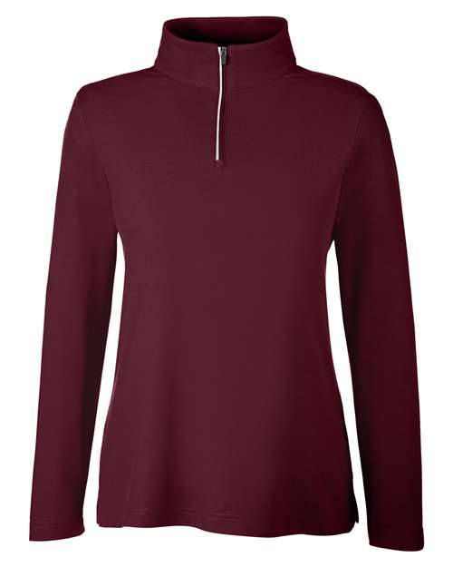 Women's Fusion ChromaSoft™ Pique Quarter-Zip Pullover - Burgundy