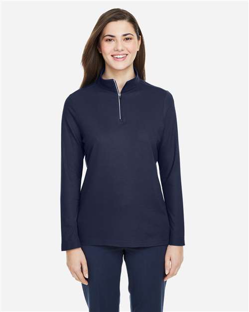Women's Fusion ChromaSoft™ Pique Quarter-Zip Pullover - Classic Navy