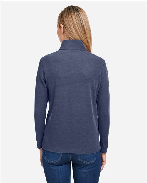 Women's Fusion ChromaSoft™ Pique Quarter-Zip Pullover - Classic Navy Heather