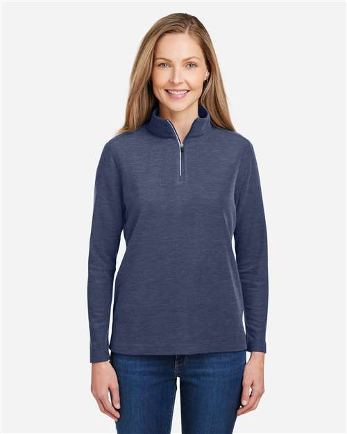 Women's Fusion ChromaSoft™ Pique Quarter-Zip Pullover - Classic Navy Heather