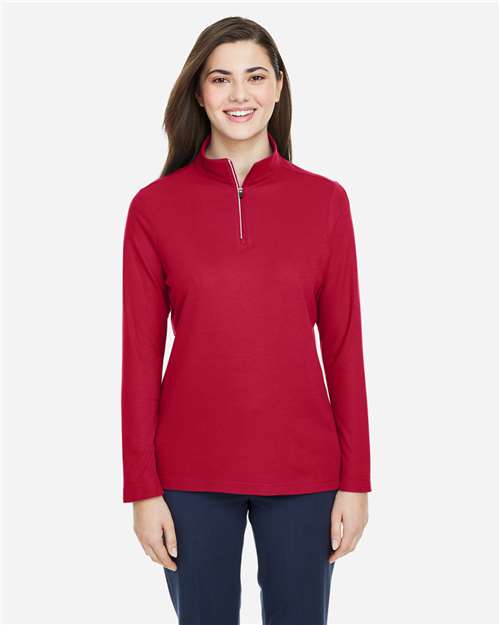 Women's Fusion ChromaSoft™ Pique Quarter-Zip Pullover - Classic Red