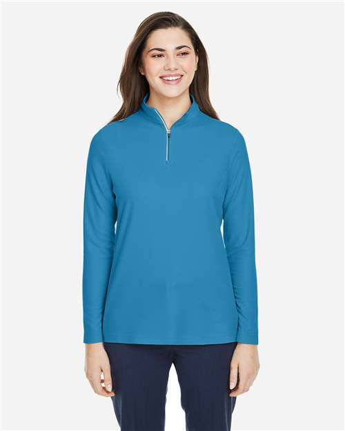 Women's Fusion ChromaSoft™ Pique Quarter-Zip Pullover - Electric Blue
