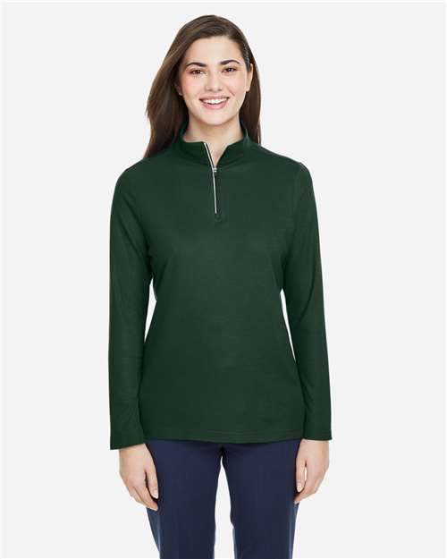 Women's Fusion ChromaSoft™ Pique Quarter-Zip Pullover - Forest