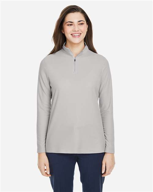 Women's Fusion ChromaSoft™ Pique Quarter-Zip Pullover - Platinum
