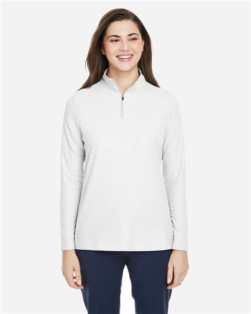 Women's Fusion ChromaSoft™ Pique Quarter-Zip Pullover - White