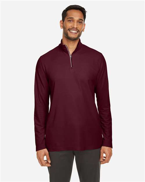 Men's Fusion ChromaSoft™ Pique Quarter-Zip Pullover - Burgundy
