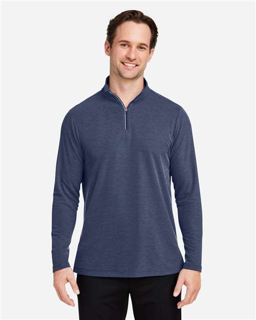 Men's Fusion ChromaSoft™ Pique Quarter-Zip Pullover - Classic Navy Heather