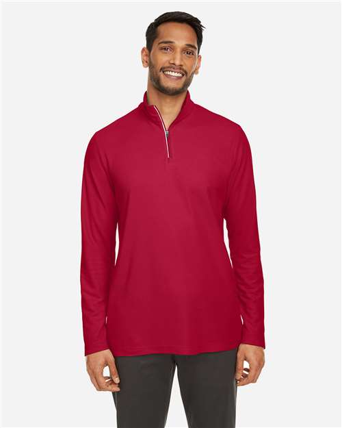 Men's Fusion ChromaSoft™ Pique Quarter-Zip Pullover - Classic Red