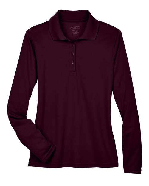 Women's Pinnacle Performance Long Sleeve Piqué Polo - Burgundy