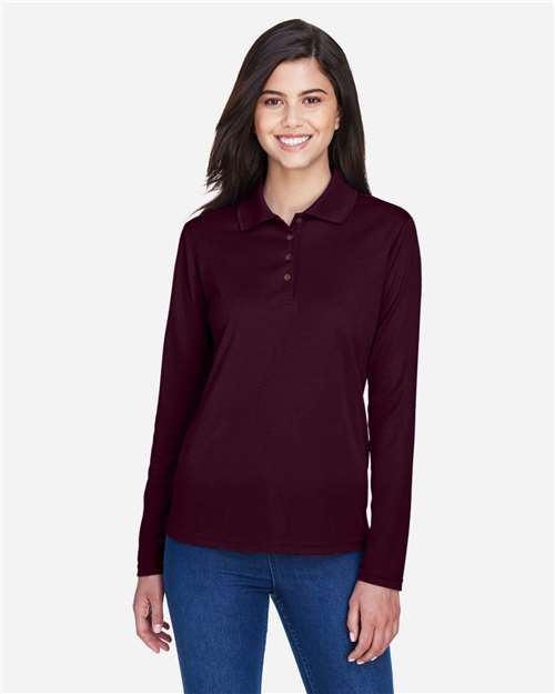 Women's Pinnacle Performance Long Sleeve Piqué Polo - Burgundy
