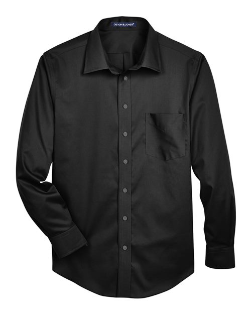 Men's Crown Collection® Solid Stretch Twill Woven Dress Shirt - Black