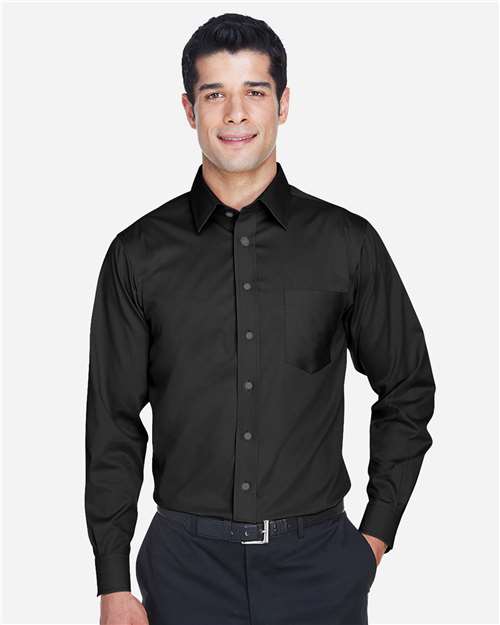 Men's Crown Collection® Solid Stretch Twill Woven Dress Shirt - Black