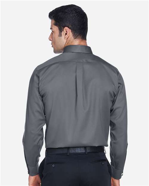 Men's Crown Collection® Solid Stretch Twill Woven Dress Shirt - Graphite
