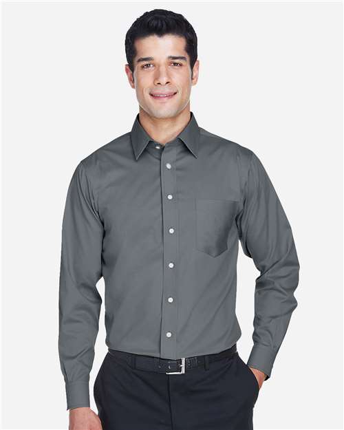Men's Crown Collection® Solid Stretch Twill Woven Dress Shirt - Graphite